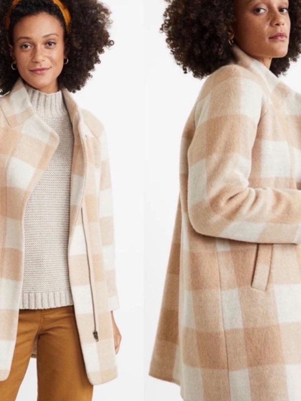 Stephanie Cocoon Coat Camel Buffalo Check